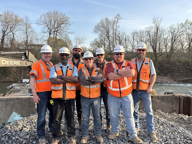 Some of our Structures team members: AVP of Engineering Services & Structures Craig Rasmussen, Structures Engineer Kris Harris, Assistant Director of Bridge Maintenance Dave Mordy, General Director of Structures Ron Berry, Director of Bridge Maintenance Austin Hurst, Assistant Supervisor of Structures John Weyrauch, and Assistant Director of Bridge Maintenance Kit Clark.