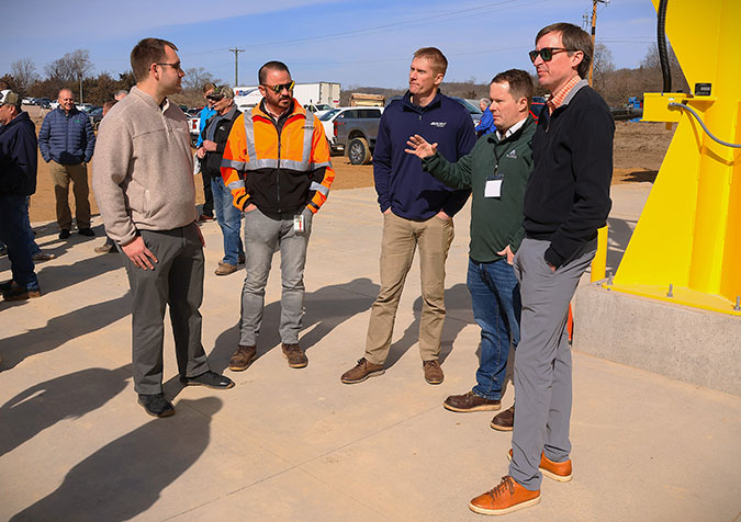 BNSF reps listen to ALCIVIA’s Senior Grain Merchandiser Josh Grunnet describe operations. 